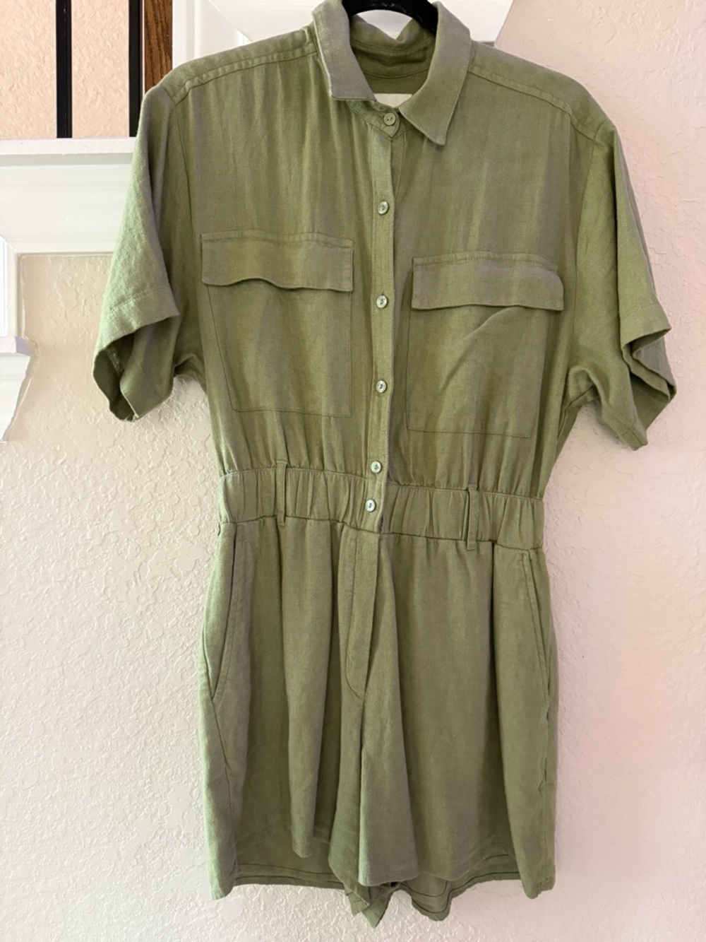Abercrombie & Fitch Utility Romper linen Short Sleeve Romper